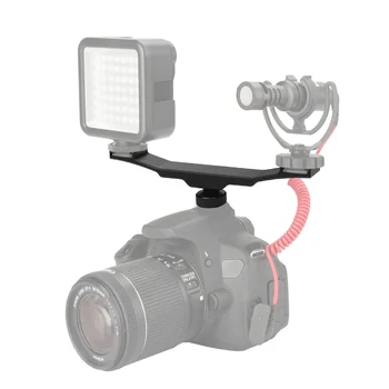 Du kartus Šaltas Batų Kalno Pratęsimo Baras Dual-Laikiklis, skirtas DV DSLR Fotoaparatas Išmanųjį telefoną Mic LED Šviesos studija, fotografijos reikmenys