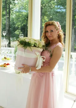 Dusty Pink Bridesmaid Dresses Ilgas Berankovis Nėrinių Appliques pigūs Oficialų Prom Šalis Suknelės Vestidos De Noiva Chalatas De Mariage