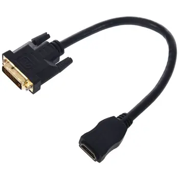 DVI-D Male 24+1 pin HDMI Female 19-pin HD (HDTV) Ekrano Adapterio Kabelis