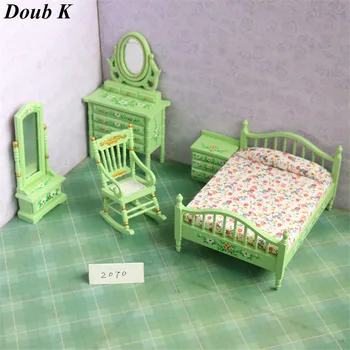 Dvigubas perbra K 1:12 Lėlių Miniatiūrinės lėlės baldai žaislas kawaii mados miegamasis komplektas lova apsimesti žaisti žaislai mergaitėms, vaikams, vaikai