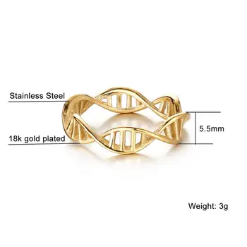 Dvigubos DNR Spiralės Moterų Žiedas Sidabro Padengtą Nerūdijančio Plieno Tabaluoti Žiedai DNR Brinco Biologijos Mokslų Tematikos Papuošalai Lady Dovana VR374