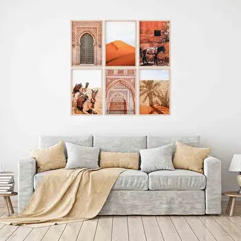 Dykuma Sienos Menas Drobė Kupranugaris Plakatai Šiaurės Maroko Stiliaus Dekoro Durų Donkey Sienos Meno Marokas Spausdinti Dažymas Dekoratyvinis Nuotraukas