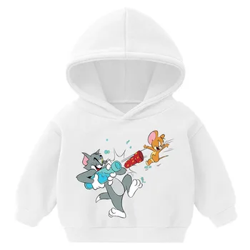 Džeris Pelės Kačių Tom Spausdinti Animaciją Atsitiktinis Rudens/žiemos Viršūnes Vaikams Clother 2020 M. Pavasarį Įdomus Mielas Hoodies Vaikų Kostiumas Viršūnės
