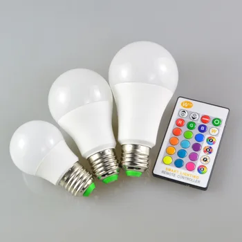 E27 LED 16 RGB spalvų magija lemputės, lempos 5/10 / 15W 85-265V 110V, 220V LED nuotolinio intelligent light + spindulių nuotolinio valdymo