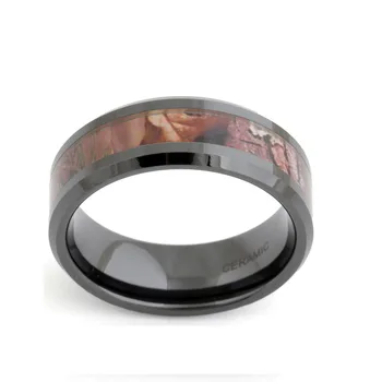 Eamti 8mm Juodosios Keramikos Žiedas Moterims Camo Apdaila Vestuvių Juostas, Sužadėtuvių Žiedai Vyrams Mados Piršto Moterų Papuošalai