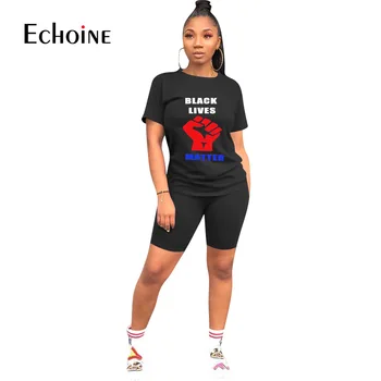 Echoine 2020 metų vasaros Moterų Pirmoji spausdinimo sporto tee topai, šortai kostiumas, dviejų dalių komplektas mados tracksuit atitikimo rinkinys komplektus sweatsuit