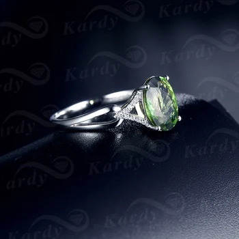 Elegantiškas Mados Originali Natūralus Žaliasis Turmalinas Brangakmenio Diamond 14 KARATŲ Balto Aukso Sužadėtuvių, Vestuvių Pažadas Žiedas Moterims