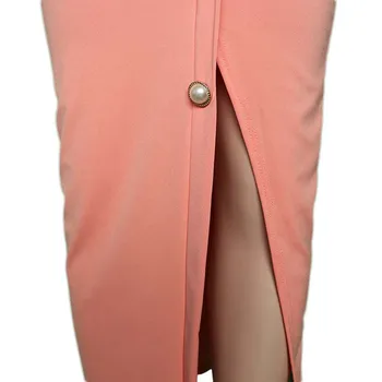 Elegantiškas Office Lady Suknelė Afrikos Suknelės Moterims Kietas Rausvos spalvos, ilgomis Rankovėmis savo Ruožtu-0down Apykaklės Mygtuką Ilga Suknelė 2020 Vestidos