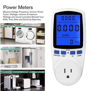 Elektros Skaitikliai Skaitmeninis Wattmeter Energijos Skaitiklis Vatų Stebėti Elektros Sąnaudų Matavimo Lizdą Analizatorius-Mėlyna Šviesa MUMS/AU/ES/FR Plug