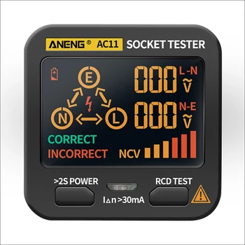 ES Plug AC11 RCD NCV Testeris Elektros Nuotėkio Detektorius Lizdo Tikrinimo Žemės Viela Nulinės Linijos Live Wire Etapas Ieškiklis