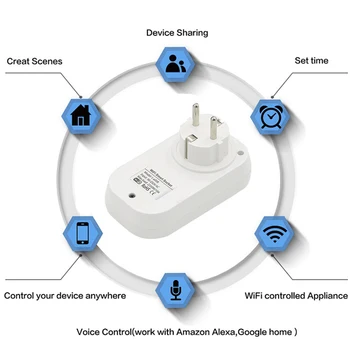 ES Smart Plug WiFi Lizdas elektros energijos skaitiklis 10A/16A Galia Stebėti Laiko Funkcija Tuya SmartLife APP Kontrolės Darbai