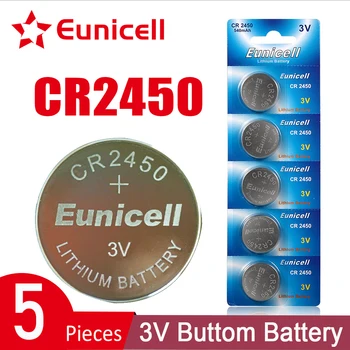 Eunicell 5VNT 3V CR2450 Mygtukas Baterijų 5029LC LM2450 DL2450 CR2450N BR2450 Ličio Ląstelių Monetos Baterija Žiūrėti Elektroninių Žaislų