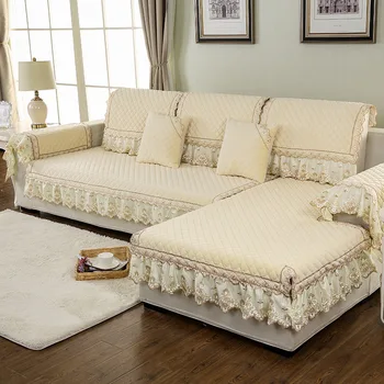 Europos pliušinis sofa apima kambarį grupinių užvalkalai nėrinių dekoras kampe sofa padengti sėdynės pagalvėlės, Ne slydimo atveju, sofos