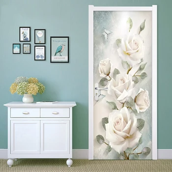 Europos Stiliaus 3D Gėlės Aliejaus Tapybai Foto Freskomis Tapetai Gyvenimo Kambario, Miegamasis Vestuvių Namų Duris PVC Lipdukas Sienos Dokumentų 3 D