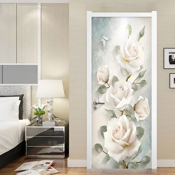 Europos Stiliaus 3D Gėlės Aliejaus Tapybai Foto Freskomis Tapetai Gyvenimo Kambario, Miegamasis Vestuvių Namų Duris PVC Lipdukas Sienos Dokumentų 3 D