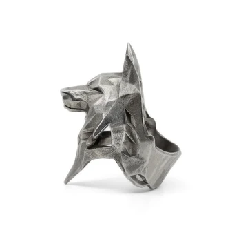 EYHIMD Paprastų Geometrinių Origami Vilkas Nerūdijančio Plieno Žiedas Vyrų Mados Minimalizmas Gyvūnų Biker juvelyrika