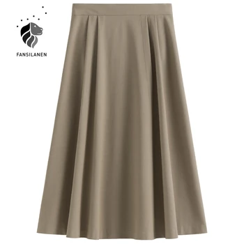 FANSILANEN Office lady elegantiškas-line sijonas Moterims aukšto juosmens vintage žalia ilgas sijonas Moteris rudens-žiemos retro sijonas apačioje