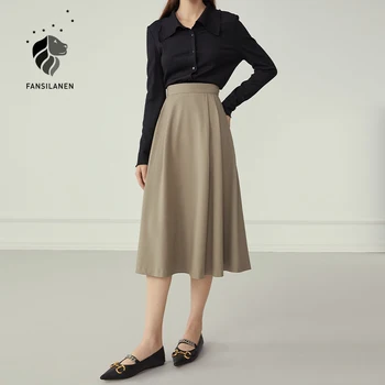 FANSILANEN Office lady elegantiškas-line sijonas Moterims aukšto juosmens vintage žalia ilgas sijonas Moteris rudens-žiemos retro sijonas apačioje