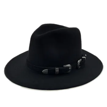Fedora skrybėlės veltiniai moterų, vyrų, kieta juostos diržo panama džiazo kepurės žieminės kepurės derliaus diržo atsitiktinis oficialų juoda kupranugaris moterų skrybėlės