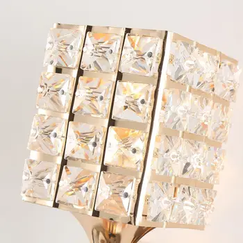 Feimefeiyou Paprasta modernus aukso vieno galvos K9 kristalų sienos lempos kūrybos naktiniai staleliai, lempa veidrodėlis, priekinis žibintas miegamasis