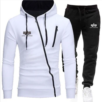 Firminių drabužių karšto pardavimo vyriški hoodies + kelnės dviejų dalių laisvalaikio sporto įstrižainės užtrauktukas kostiumas vyriški sportiniai 2020 naujas
