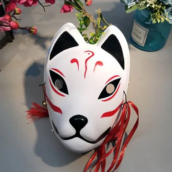 Fox Mask Cosplay Japonijos PVC Katės Kaukė Fox Maskuotis Šalis Festivalis Kabuki Cosplay Fox Kaukės, Kostiumų Visą Veidą Fox Mask Unisex