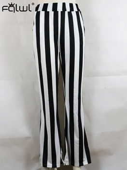 FQLWL Atsitiktinis Zebras Spausdinti Pločio Kojų Kelnės Moterims Bell Apatinio Aukšto Juosmens Liesas Flare Kelnės Moteriška Rudens Streetwear Kelnės Moterims