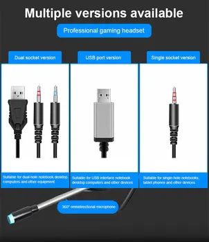 G58 Žaidimų Ausinės Gamer Ausines Surround Sound Stereo Laidinio Ausines, USB, Mikrofono, Spalvinga Šviesos PC Nešiojamas Žaidimas