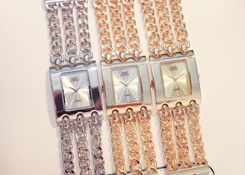 G&D GLE&VDO Laikrodis Moterims, Prabangaus Stiliaus, Stačiakampio Atveju Moteris Kvarcinis Laikrodis Triple Grandinės Apyrankė Ponios Žiūrėti zegarek damski