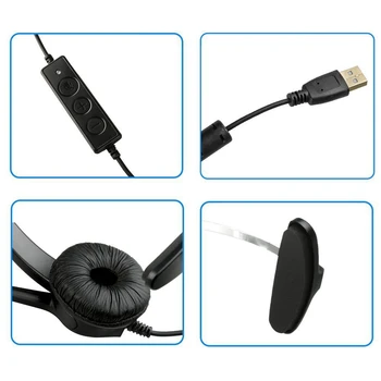 Garso išjungimo Funkcija Skambučių Centras USB Ausinių Triukšmo Panaikinimo USB Skambučių Centro Ausinių su Mikrofonu Skype Kompiuteris