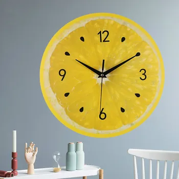 Geltona Citrinos Vaisių Sieninis Laikrodis Kalkių Šiuolaikinės Virtuvės Laikrodis Žiūrėti Namų Dekoro Kambarį Laikrodis Atogrąžų Vaisių Sienos Meno Laikrodžiai