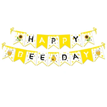 Geltonas Bičių Temą Gimtadienio Dekoracijas, Baby Shower Vaikai Šalys Džiaugtis Saulėgrąžų Kabo Baneris Šalies Prekių