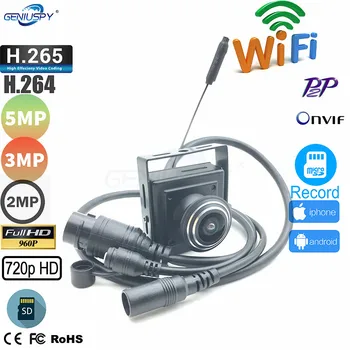 Geniuspy 720P, 960P 1080P 3MP 5MP Fisheye Objektyvas Mini Wireless WIFI Kamera, IP SD Kortelės Lizdas P2P Onvif CCTV Apsaugos, IP Cam Namų