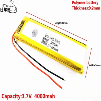 Geras Qulity 3.7 V,4000mAH 923090 Polimeras ličio jonų / Li-ion baterija tablet pc BANKAS,GPS,mp3,mp4