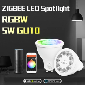 GLEDOPTO Zigbee Smart Home RGB Šilta Balta Šviesa, 5W GU10 LED Prožektorius AC100-240V Dirbti su Alexa Echo Plius Smartthings Tuya