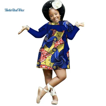 Gražių Merginų Afrikos Medvilnės Drabužius Dashiki Ankara Spausdinti Suknelės Vaikams, Vaikų heidi bazin Riche Afrikos Stiliaus Drabužių WYT206
