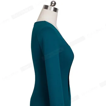Gražus-amžinai Elegantiškos Kontrasto Spalvų Kratinys Kvadratinių Kaklo Suknelės Bodycon Biuro Verslo Moterų Suknelė btyB345