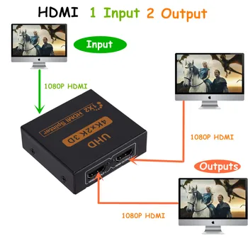 Grwibeou 4K HDMI Splitter Full HD 1080p 1, 2 hdmi Video splitter HDMI Jungiklis Switcher 1X2 Dvigubas Ekranas HDTV DVD PS3/4 Xbox
