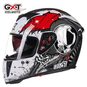 GXT 358 NAUJA Originali pilno veido šalmų žiemos šiltas dvigubas skydelis motociklo šalmas Casco Motociklą capacete
