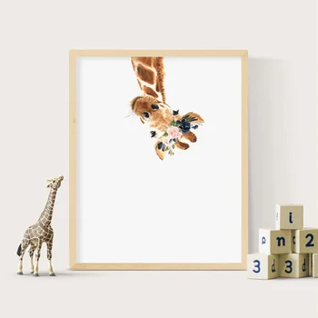 Gyvūnų Žirafa Svajonių Balto Fono Vaikas Miegamojo Kambarį Dekoro Nuotraukos Drobės, Paveikslai, Sienos Meno Spaudinius Plakatą, Be Rėmelio