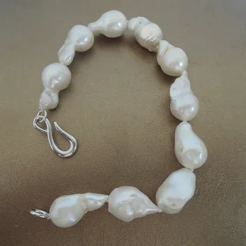 Gėlo vandens perlų apyrankė su big AAA baroko formos-ilgis 17-21 mm ir skersmuo 11-13 mm