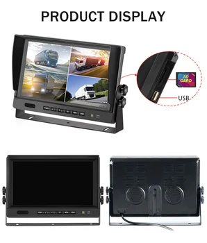HAINAUT Automobilių Stebėti 9 colių 4ch/4 Padalinta DVR Recorder Car Ekrano ir Galinio vaizdo Kamera, LCD Ekranas Diktofonas Sunkvežimių RV