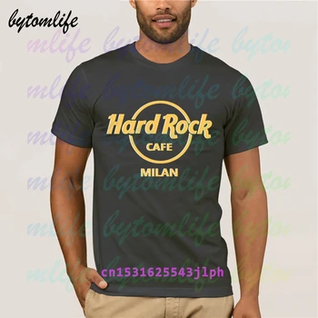 Hard Rock Cafe Milano Marškinėlius Vasaros Spausdinti Black Marškinėliai Drabužių Populiarus Marškinėliai Medvilnės Tees Nuostabi Trumpas Rankovės Unikali Vyrų Viršūnės