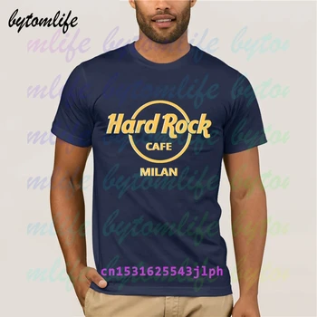 Hard Rock Cafe Milano Marškinėlius Vasaros Spausdinti Black Marškinėliai Drabužių Populiarus Marškinėliai Medvilnės Tees Nuostabi Trumpas Rankovės Unikali Vyrų Viršūnės