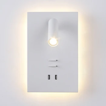 Hartisan Sienos Lempos LED, Su Dual Perjungti USB Prievadai, Miegamojo, vaikų Skaitymo Sienų apšvietimo Loft Ajustable Naktį, Šviesos, Patalpų Apšvietimas