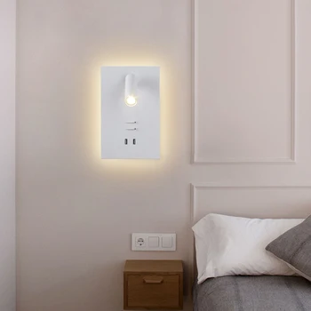 Hartisan Sienos Lempos LED, Su Dual Perjungti USB Prievadai, Miegamojo, vaikų Skaitymo Sienų apšvietimo Loft Ajustable Naktį, Šviesos, Patalpų Apšvietimas