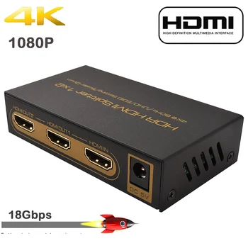 HDMI splitter 1-2 iš pratęsti ekranas 4K 60 hz 1080p hdr HDCP 2.2 18G dual hdmi skaldymo TV HDTV PS4 PS5 1x2 dviejų monitorių