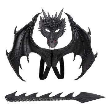 Helovinas kaukės Dragon cosplay rekvizitai trijų dalių temą šalies prekių kaukė sparnai ir uodega Helovinas kostiumų priedai