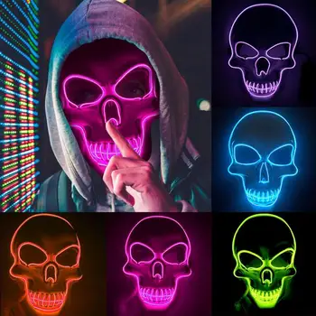 Helovinas LED Kaukė Neon Kaukės Maske Cosplay Šalies Tušus Siaubo Mascarillas Baisu Maska Karnavalas Masque Šviesos Masker