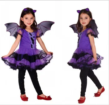 Helovinas Mergina Kostiumas Vaikų Violetinė Bat Mergina Cosplay Kostiumas Helovinas Vaidmenį Cosplay Drabužius Mergina Suknelė